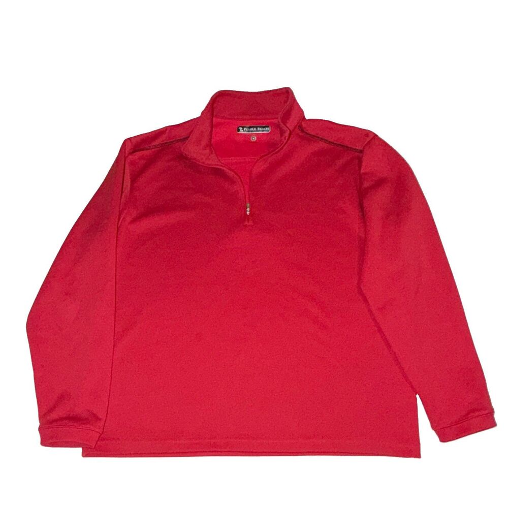 Pebble Beach Performance Men's Red 1/4 Zip Mock Neck Golf Pullover M